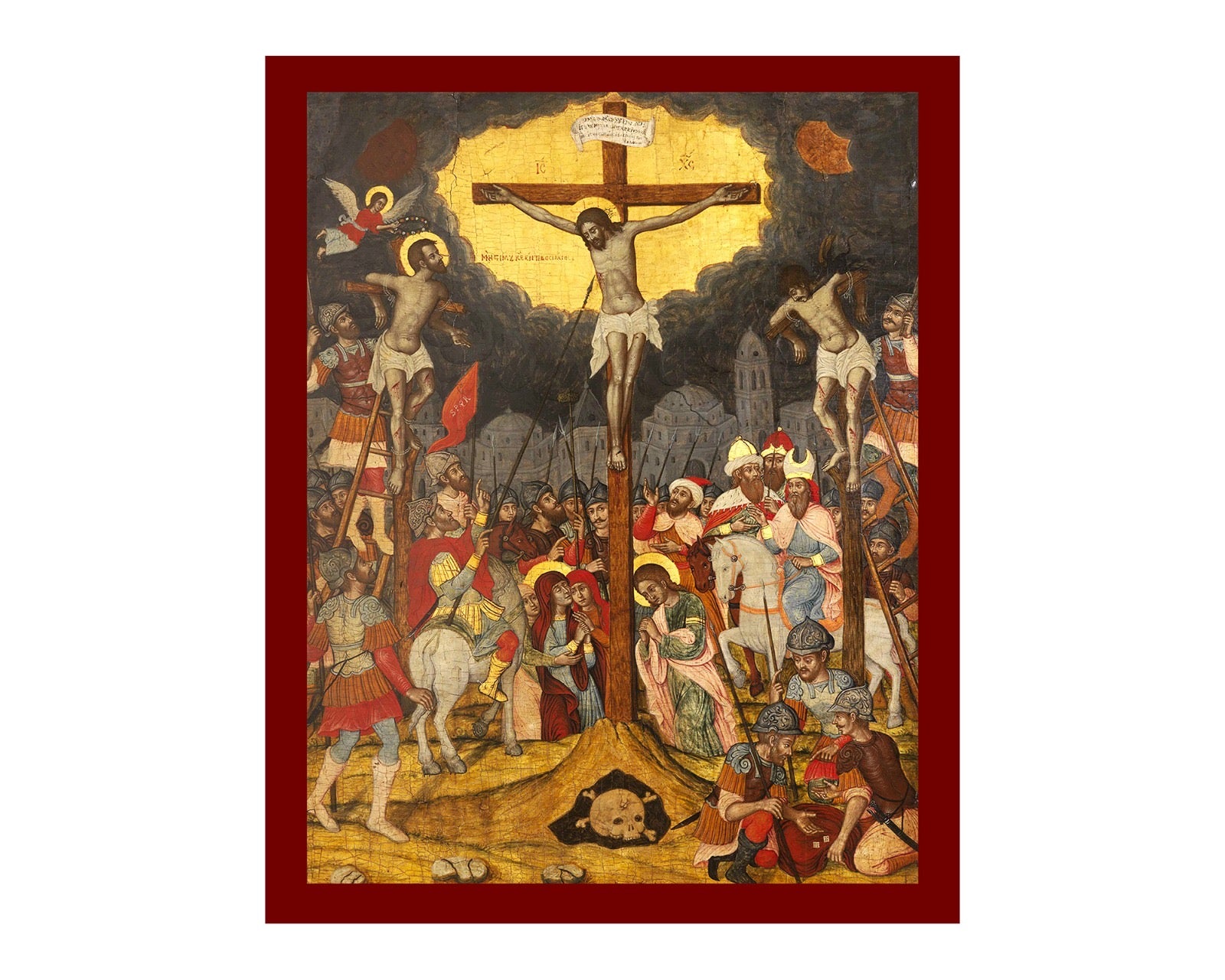 Ikone der Kreuzigung Christi (griechische Handarbeit)